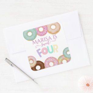 Sweet Doughnut Birthday Colourful Kids Party - Square Sticker