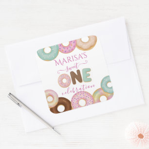 Sweet Doughnut Birthday Colourful Kids Party - Square Sticker