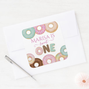 Sweet Doughnut Birthday Colourful Kids Party - Square Sticker