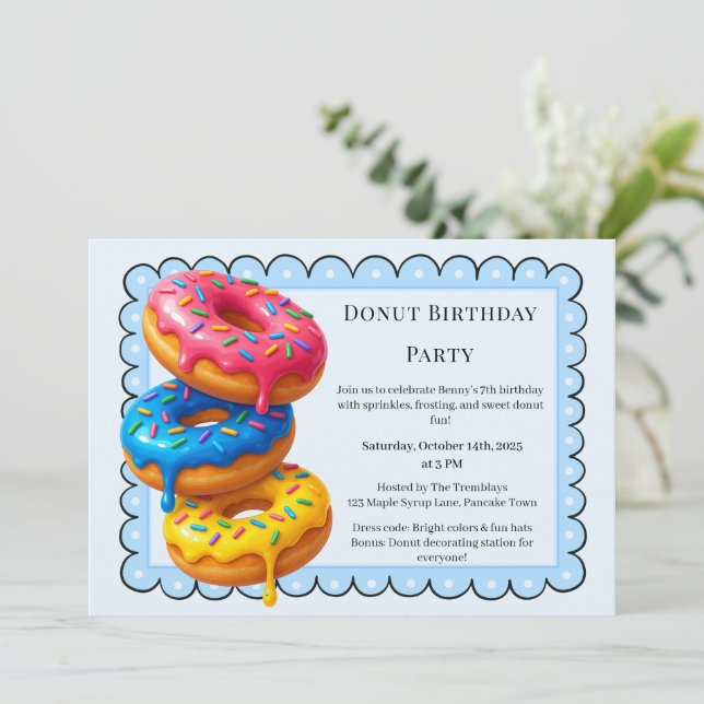 Sweet Doughnut Brunch | Birthday Celebration Invitation (Standing Front)