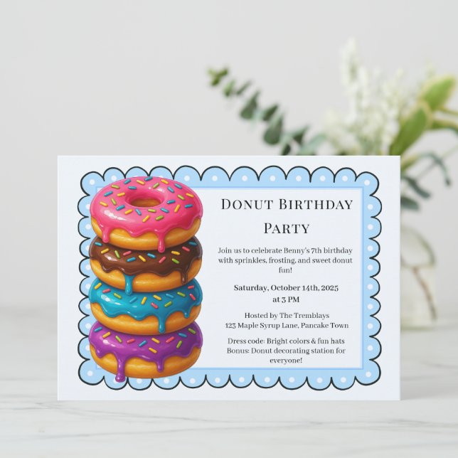 Sweet Doughnut Brunch | Birthday Celebration Invitation (Standing Front)