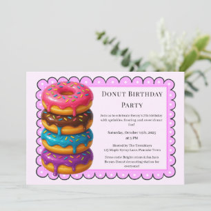 Sweet Doughnut Brunch Birthday Celebration Invitation
