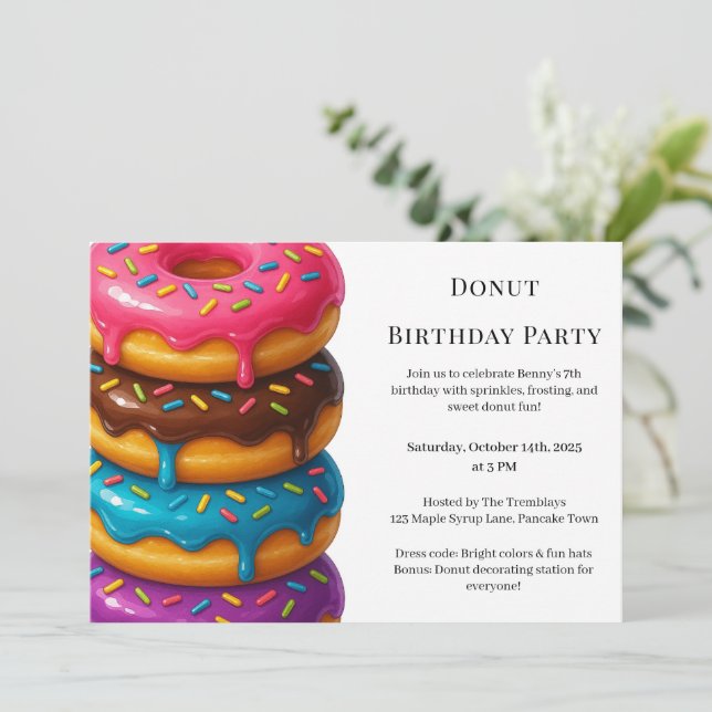 Sweet Doughnut Brunch | Birthday Celebration Invitation (Standing Front)