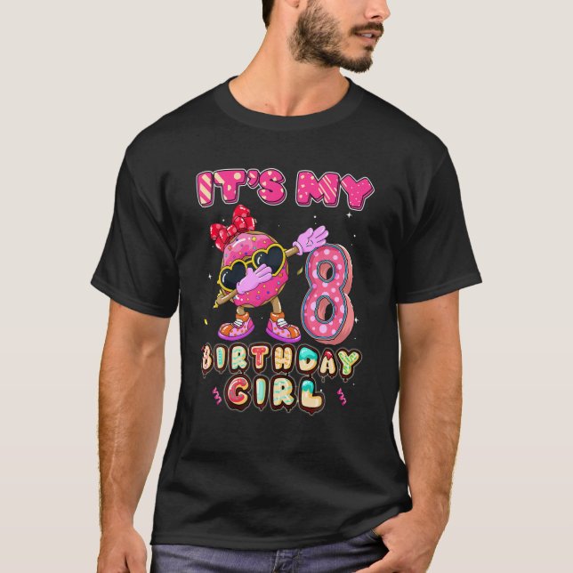 Sweet Doughnut Dabbing It's My 8Th Birthday 8 Year T-Shirt (Front)