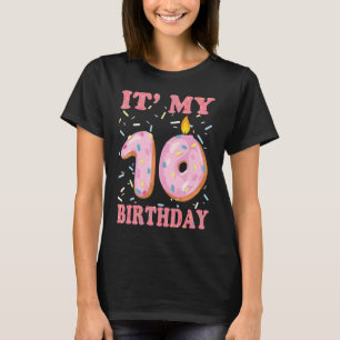 Sweet Doughnut It's My 10th Birthday 10 Years Old T-Shirt