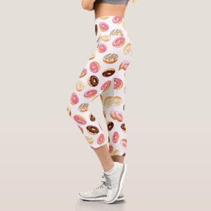 Sweet Doughnut Pattern Capri Leggings