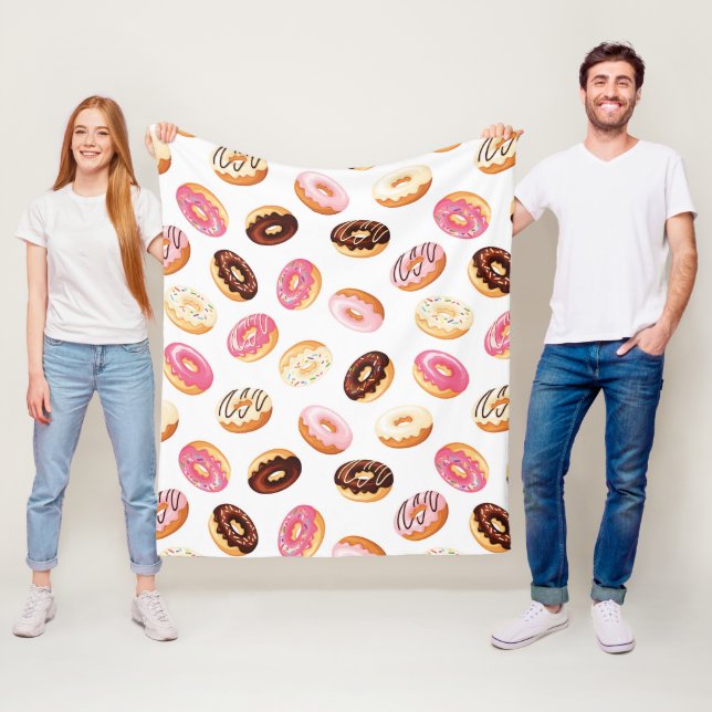 Sweet Doughnut Pattern Fleece Blanket (In Situ)
