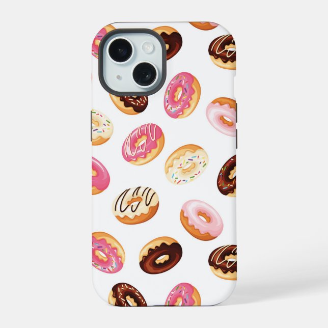 Sweet Doughnut Pattern iPhone 15 Case (Back)