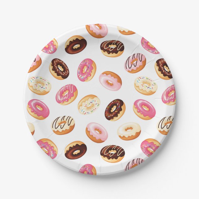 Sweet Doughnut Pattern Paper Plate (Front)
