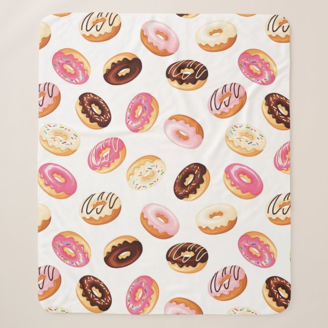 Sweet Doughnut Pattern Sherpa Blanket (Front)