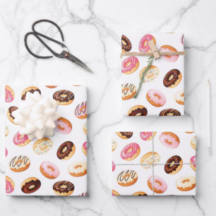 Sweet Doughnut Pattern Wrapping Paper Sheet