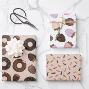 Sweet Doughnut with Sprinkles Wrapping Paper Sheet