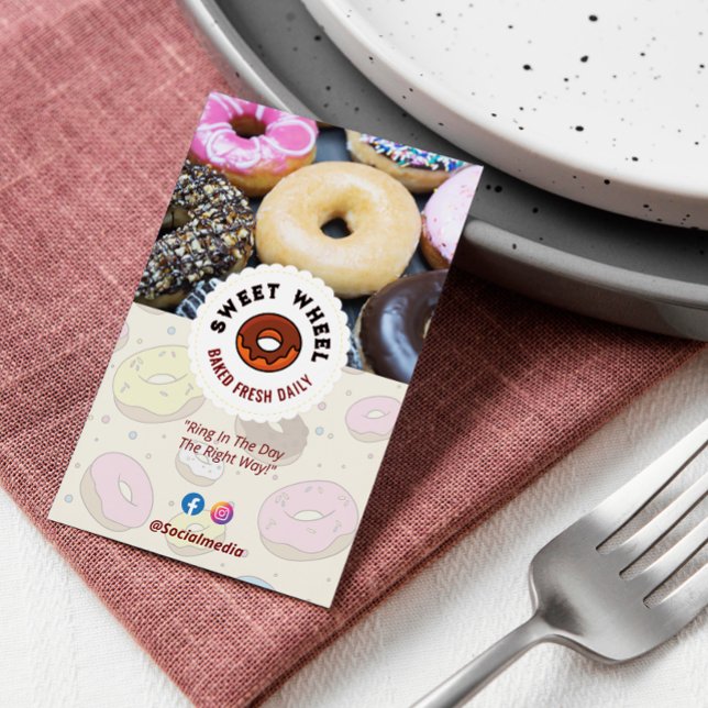 Sweet Doughnuts Business | Cream Cute Barcode Busi Business Card (Creator Uploaded)