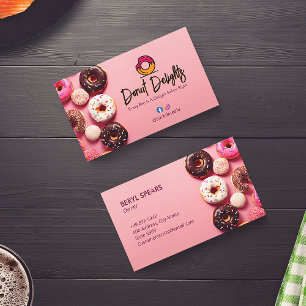 Sweet Doughnuts Business Pink Cute Doughnuts Business Card