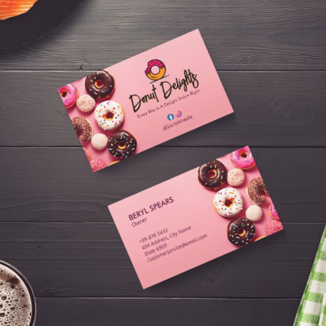 Sweet Doughnuts Business | Pink Cute Doughnuts Card (Creator Uploaded)