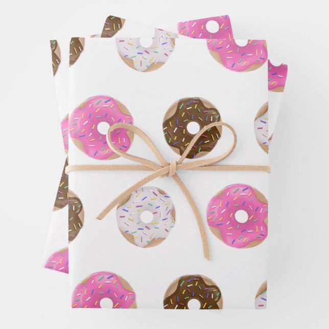 Sweet Doughnuts Cute Birthday Valentines Day Wrapping Paper Sheet (In situ)