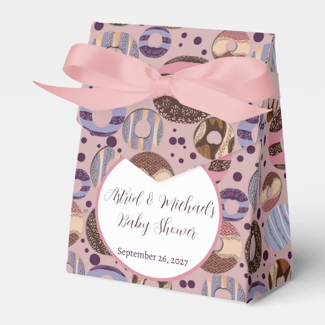 Sweet Doughnuts Girl Baby Shower  Favour Box (Front Side)