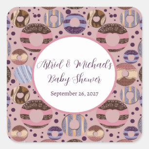 Sweet Doughnuts Girl Baby Shower Square Sticker