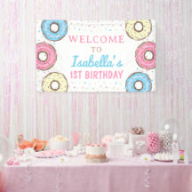 Sweet Doughnuts Sprinkles Birthday Welcome Backdro