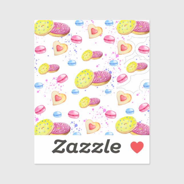 Sweet doughnuts with colourful glaze pattern (Sheet)