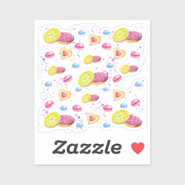 Sweet doughnuts with colourful glaze pattern (Sheet)
