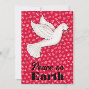 Sweet Dove & Berries Red Snowflakes Peace on Earth