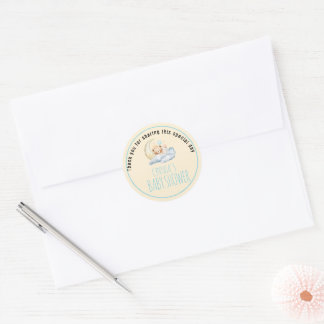 Sweet dream teddy bear Boy baby Shower  Classic Round Sticker