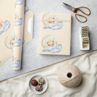 Sweet dream teddy bear Boy baby Shower  Wrapping Paper