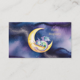Sweet Dreaming Baby Dragon On Moon Baby Registry Enclosure Card