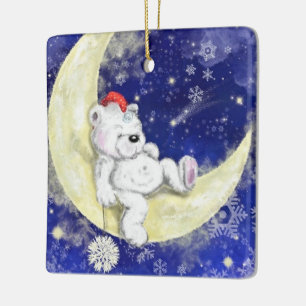 Sweet Dreaming Little Bear - Merry Christmas  Cute Ceramic Ornament