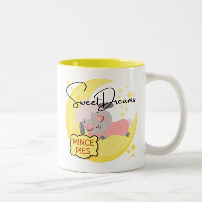 Sweet Dreams and Mince Pies Two-Tone Coffee Mug (Right)