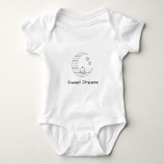 Sweet Dreams Baby - Crescent Moon & Stars Line Art Baby Bodysuit