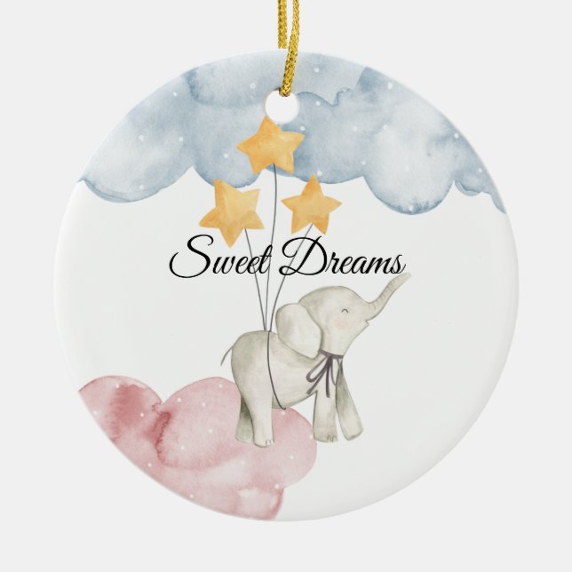 Sweet Dreams Baby Elephant 2021 Ceramic Ornament (Front)