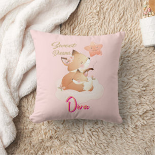Sweet Dreams Baby Fox Personalised Throw Pillow
