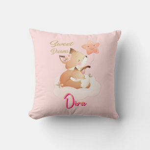 Sweet Dreams Baby Fox Personalized Throw Pillow