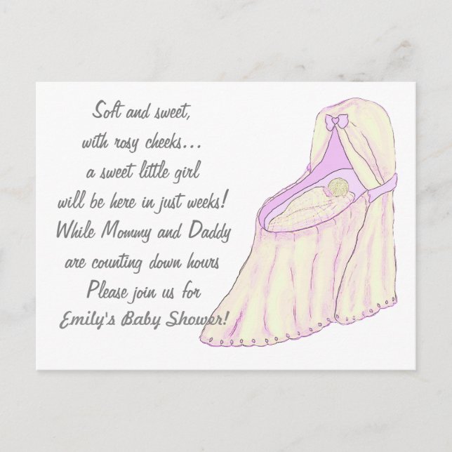 Sweet Dreams Baby Girl Baby Shower Invitations (Front)