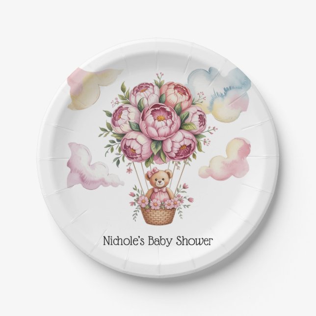 Sweet Dreams Baby Girl Shower Paper Plate (Front)