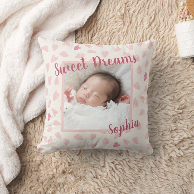 Sweet Dreams Baby Photo Keepsake and Name Cushion (Blanket)