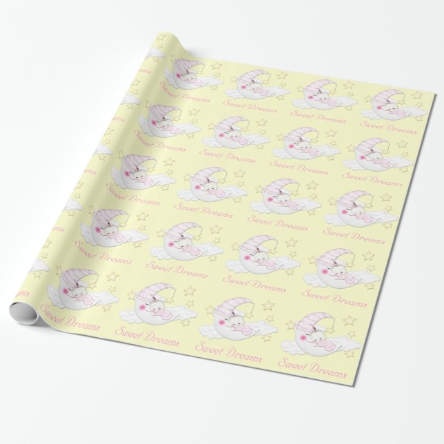 Sweet Dreams Baby Shower Wrapping Paper (Unrolled)