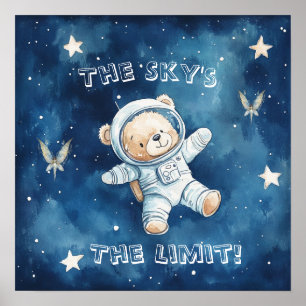 Sweet Dreams Blue Astronaut Teddy Nursery Poster