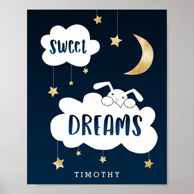 Sweet Dreams Bunny Blue Custom Poster (Front)
