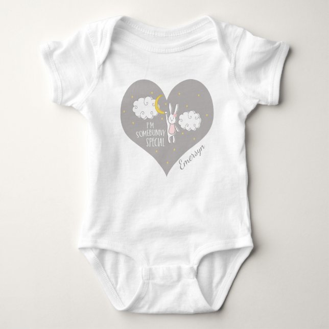 "Sweet Dreams Bunny" Personalised Baby Bodysuit (Front)