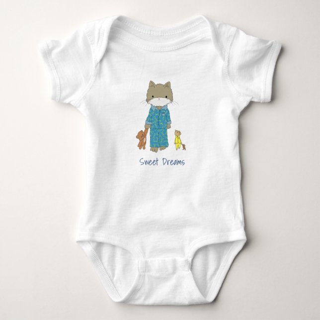 Sweet Dreams Cat And Mouse Baby Bodysuit (Front)