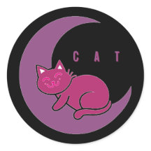Sweet Dreams Cat on Crescent Moon Sticker