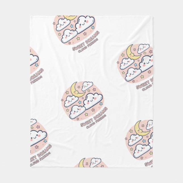 Sweet Dreams Cloud Friends  Fleece Blanket (Front)