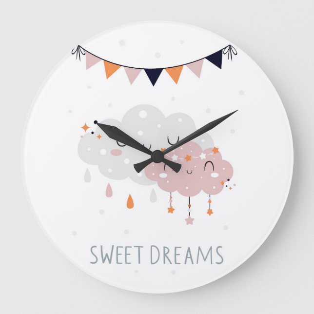 Sweet dreams Clouds Large Clock (Front)