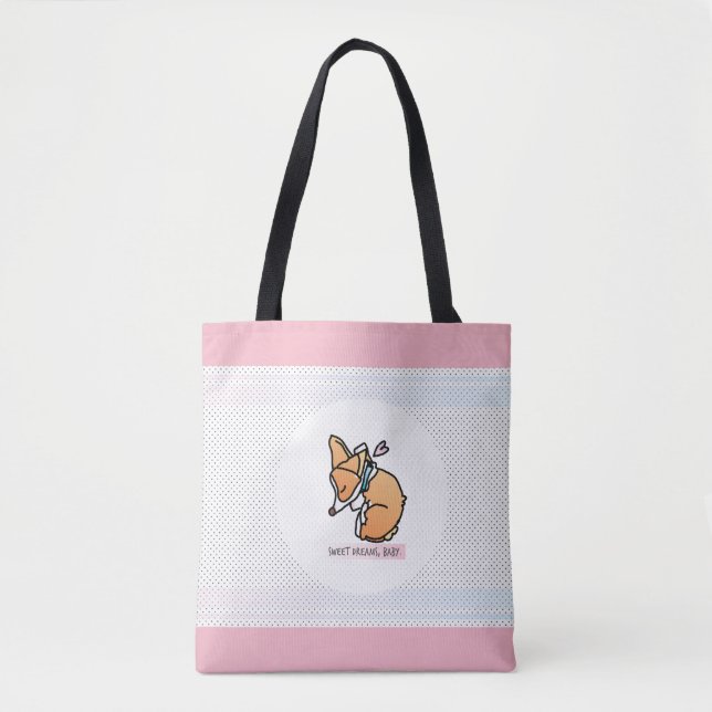 sweet dreams, corgi baby. pastel tote bag (Front)