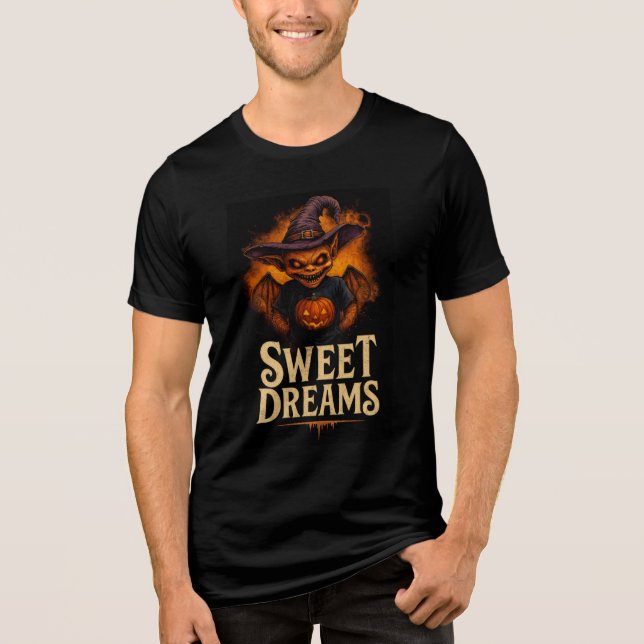 Sweet Dreams Creepy Goblin Design Tri-Blend Shirt (Front)