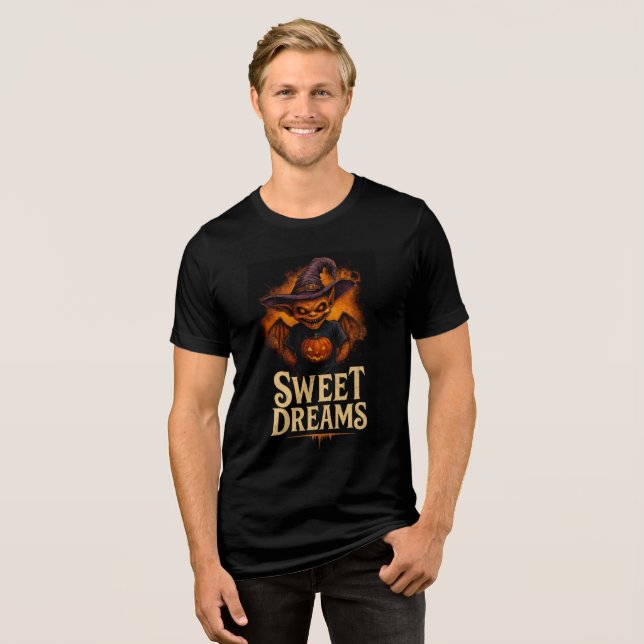 Sweet Dreams Creepy Goblin Design Tri-Blend Shirt (Front Full)