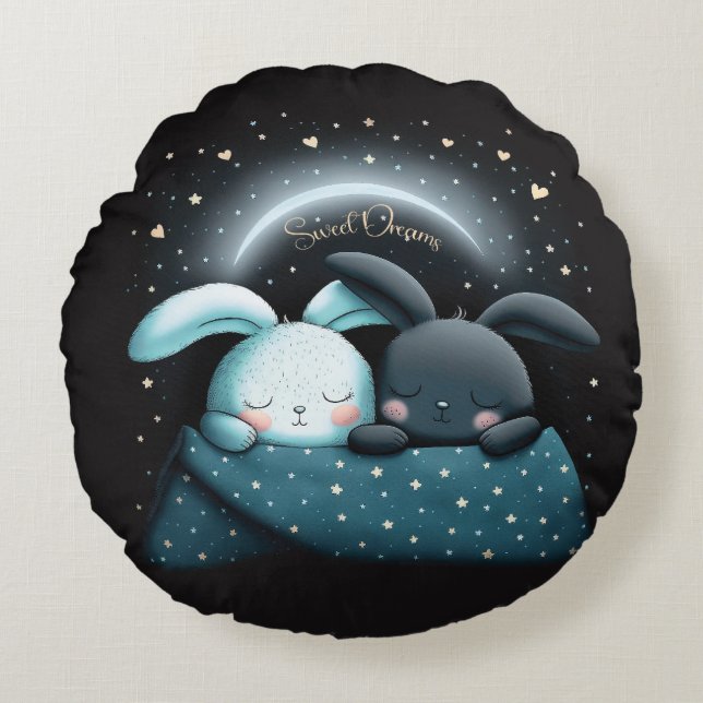 Sweet Dreams Cute Design Bunny Round Cushion (Front)
